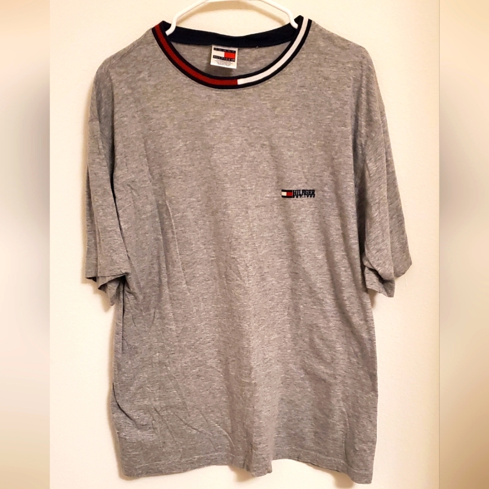 Tommy Hilfiger Heather Gray Tee with Logo Size XL Retro 90s Y2K